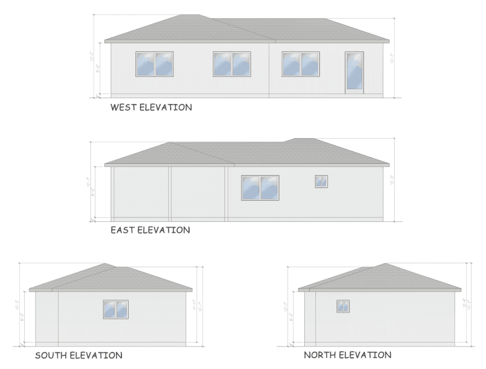 Garage Conversion, 2 Bedroom ADU in Los Angeles, 90002 (1000 sq. ft.) - Elevations