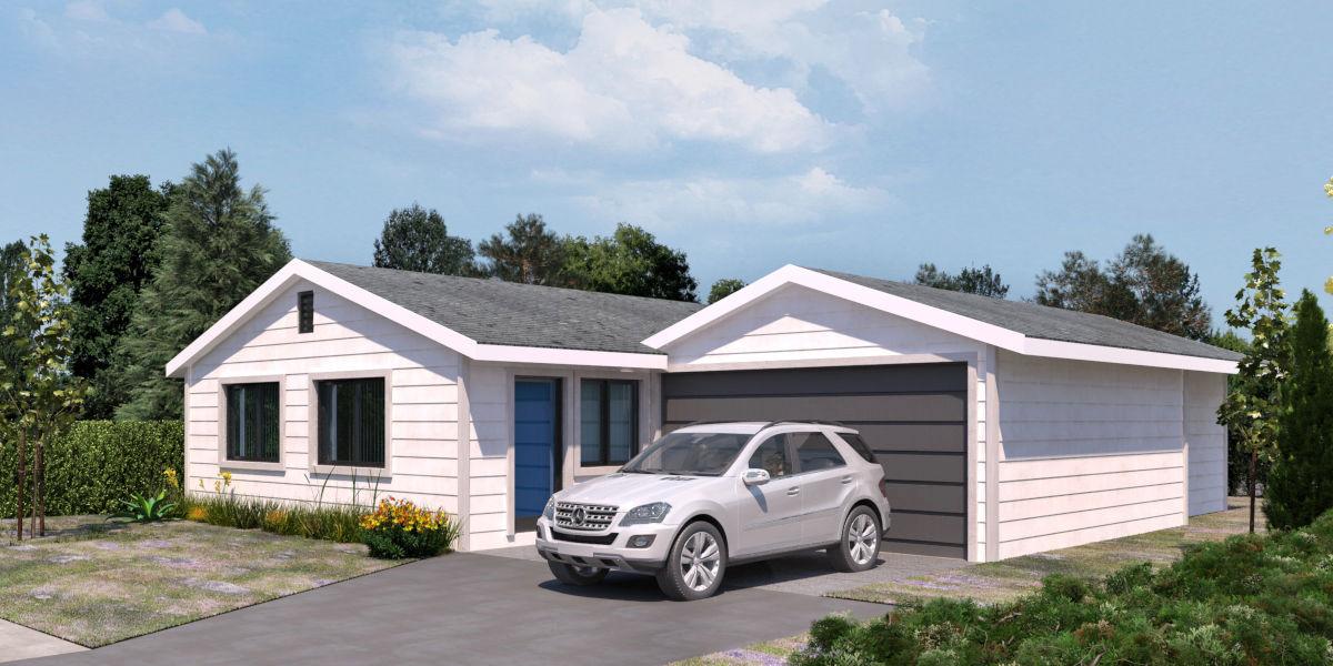 Garage Conversion, 2 Bedroom ADU in Van Nuys, 91406 (1200 sq. ft.) - 3D Rendering