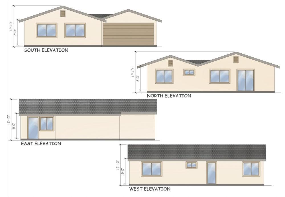 Garage Conversion, 2 Bedroom ADU in Van Nuys, 91406 (1200 sq. ft.) - Elevations