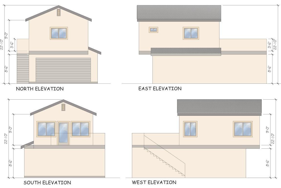 Garage Conversion, 1 Bedroom ADU in Burbank, 91506 (600 sq. ft.) - Elevations